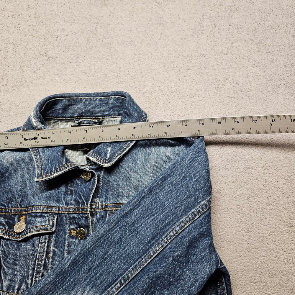 Banana Republic Denim Jacket Womens S Blue Distressed Trucker Lyocell 171257-00 - Picture 5 of 11